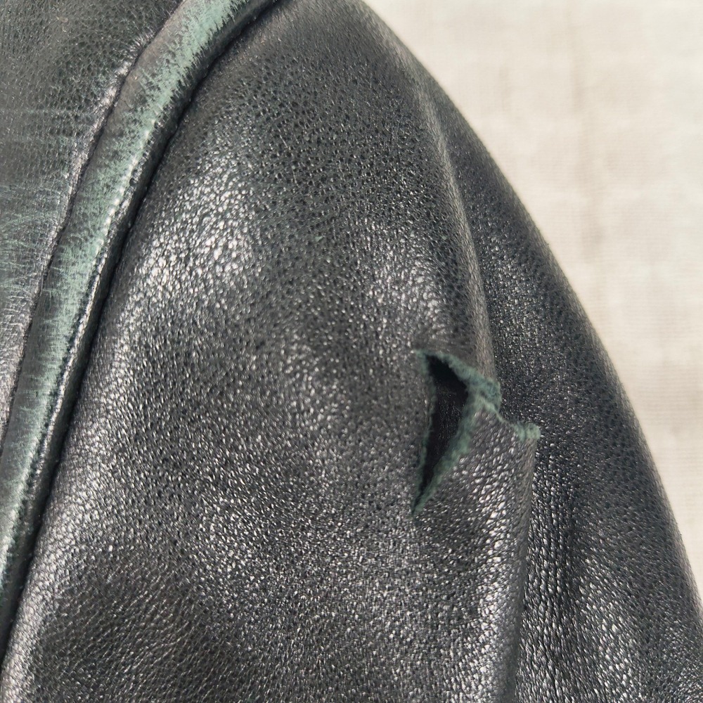 IZOD Leather Jacket Mens Large Black Full Zip Bomber Harrington Coat Solid - Picture 5 of 11